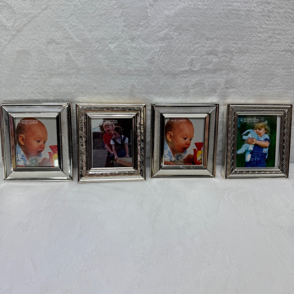 International Silver Company 2x3 Picture Frames Set of 2 Silveplated Embossed